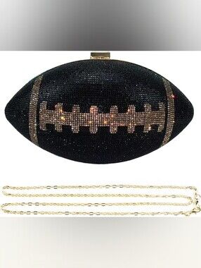 Beautiful Black & Gold Rhinestone Football Evening Purse (more colors available)